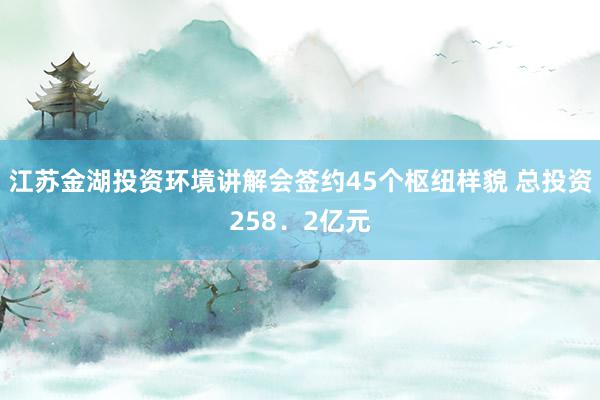 江苏金湖投资环境讲解会签约45个枢纽样貌 总投资258．2亿元